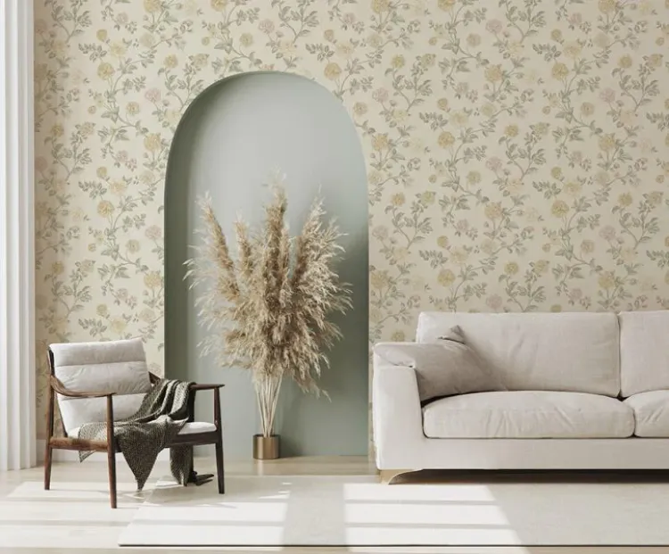 Satin Flowers - Parato floreale vintage classico Zambaiti