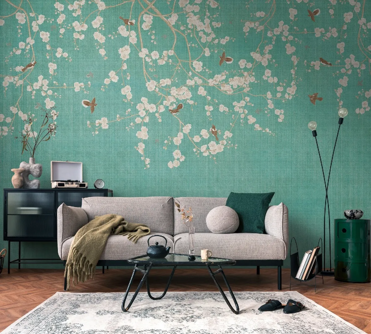 Unico - Parato stile giapponese 3D non ripetibile dimensione L3.71m x H2.80m