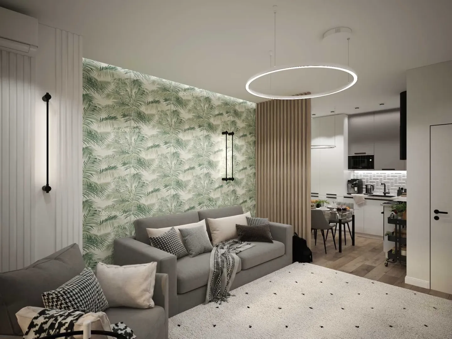 Savana - Parato tropicale verde 3d su trama lievemente ruvida al tatto