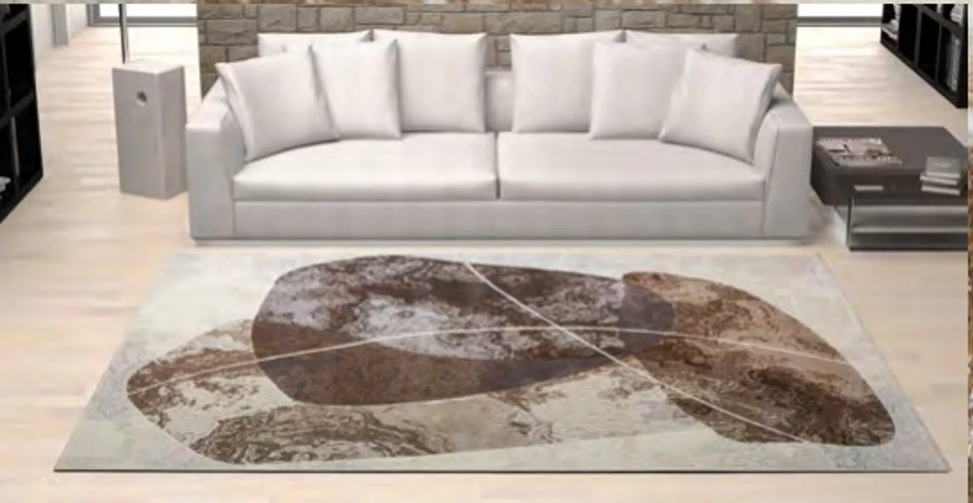 Tappeti astratti in due colorazioni  in lana pettinata Double Collection